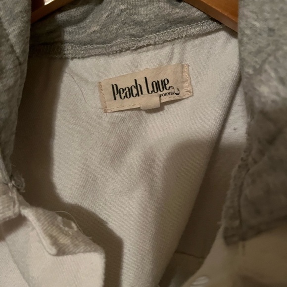 Peach Love California Color Block Hooded Jean Jacket  Size M - Picture 3 of 6